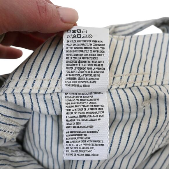 American Eagle Womens 10 Short High Rise Striped Belted Pants - Picture 10 of 10